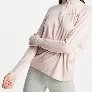 Nike Women's Pale Pink Dri-Fit Half Zip Long Sleeve Run Performance Top Size L